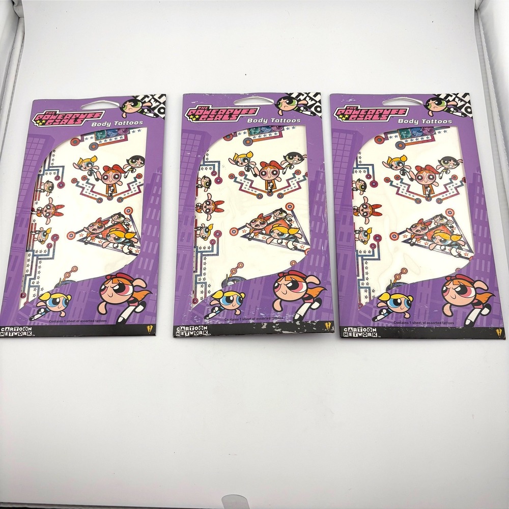 Vintage 2001 Powerpuff Girls Body Tattoos Lot of 3 Cartoon Network Sealed Y2K